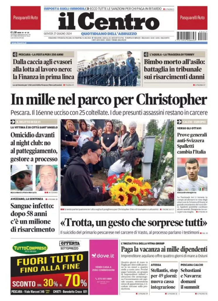 Prima-pagina-il centro-oggi-edizione-del-2024-06-27